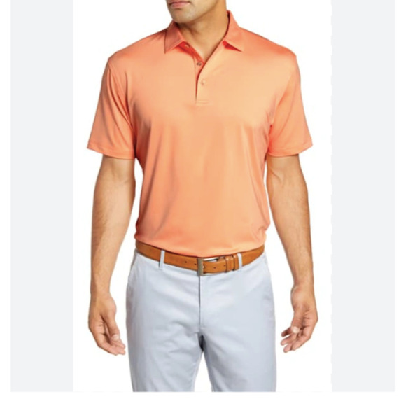 Peter Millar Summer Comfort Polo Shirt Mens M Medium Orange Stretch Sweat Wick - Picture 12 of 13
